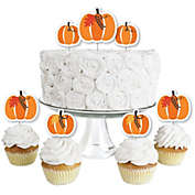 Big Dot of Happiness Fall Pumpkin - Dessert Cupcake Toppers - Halloween or Thanksgiving Party Clear Treat Picks - Set of 24