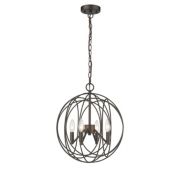 CHLOE Lighting Farmhouse Metal 4 Light Ceiling Pendant with Wall Outlet Switch, Bronze