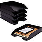 Alternate image 0 for Stockroom Plus Stackable Paper Trays, Black Office Desk Organizers (10 x 13.45 x 2.5 in, 4 Pack)