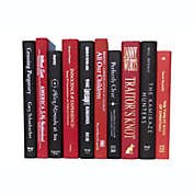 Booth & Williams Black and Red Team Colors Decorative Books, One Foot Bundle of Real, Shelf-Ready Books