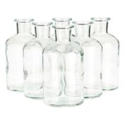 Farmlyn Creek 6 Pack Small Glass Decorative Bottles, Vintage Style Clear Bud Vases for Flowers (2.5 x 4.8 In)