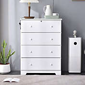 Better Home Products  Better Home Products Isabela Solid Pine Wood 4 Drawer Chest Dresser in White