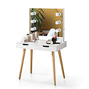 Infinity Merch Vanity Table Dressing Desk with 2 Makeup Drawers Dressing Mirror With LED light, White