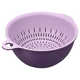 Unique Bargains Kitchen Separation Strainer Colander Bowl Set, Medium Double Layer Drain Basin and Basket Suitable for Fruits, Vegetables, Pasta, Cleaning Washing - Purple