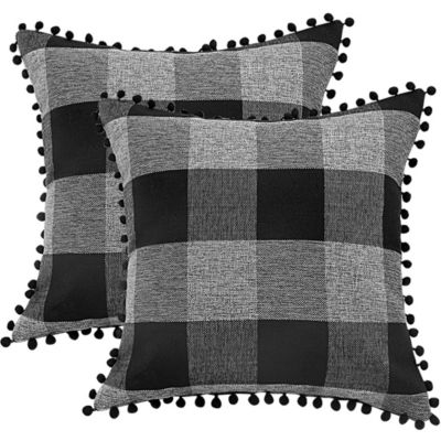 4 set of 18x18 Pack White and Black Buffalo Check Plaid Throw Pillow Case Covers 