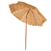Slickblue 6.5 Feet Portable Thatched Tiki Beach Umbrella with Adjustable Tilt for Poolside and Backyard
