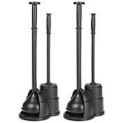 mDesign Compact Plastic Toilet Bowl Brush and Plunger Combo Set, 2 Pack