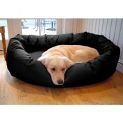 Majestic Pet Product 52-Inch Extra Large Poly / Cotton Waterproof Cushion Black Bagel Bed for Pets