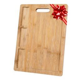 BlauKe Extra Large Bamboo Cutting Board - 17x 12.5 inch Wood Cutting Board for Meat, Cheese, Veggies - Wood Serving Tray with Juice Groove and 3 Compartments