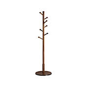 VASAGLE Coat Rack Free Standing with 7 Rounded Hooks, Wood Hall Tree, Entryway Coat Stand for Clothes, Hats, Purses, in the Entryway, Living Room, Dark Walnut