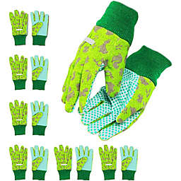 Blue Panda Kids Gardening Work Gloves, Ages 3-6 (Green, 6 Pairs)