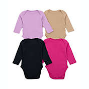 Leveret Baby Four Pack Long Sleeve Solid Girls Bodysuit
