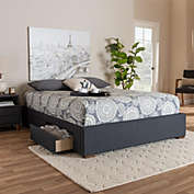 Baxton Studio  Baxton Studio Leni Modern and Contemporary Dark Grey Fabric Upholstered 4-Drawer Queen Size Platform Storage Bed Frame