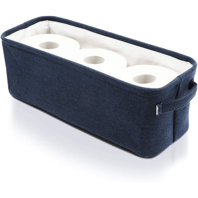 Juvale Dark Blue Fabric Storage Bin for Home and Bathroom (16 x 6 x 5.5 Inches)