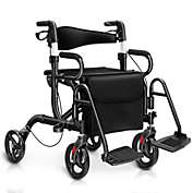 Slickblue Folding Rollator Walker with 8-inch Wheels and Seat-Black