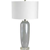Signature Home Collection 29.5" Frosted Glass Table Lamp with Off White Modified Drum Shade