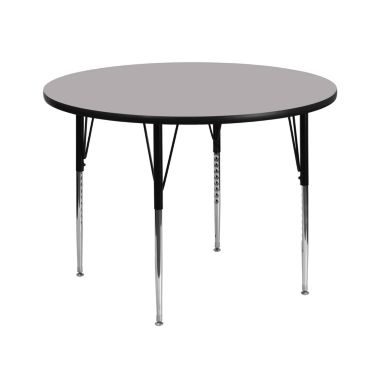 Flash Furniture Wren 42'' Round Grey Thermal Laminate Activity Table - Standard Height Adjustable Legs. View a larger version of this product image.