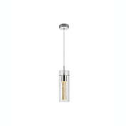 Defong 1-Light Cylinder Pendant Light with Integrated LED and Glass Shade