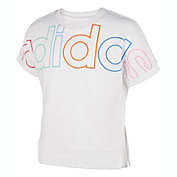 Adidas Big Girl&#39;s Log Print Cotton T-Shirt White Size Medium