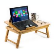 Aleratec Natural Bamboo Laptop Cooling Stand Up To 15 Inch Bed Table Tray For Home