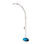 Swim Central 81" White and Blue Portable Poolside Shower and Foot Rinse Station