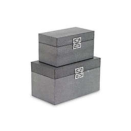 HomeRoots Office Set of Two Gray Wooden Boxes Gray