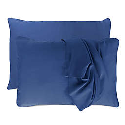 Bedvoyage Rayon Made from Bamboo Pillowcase Set, Indigo - Queen