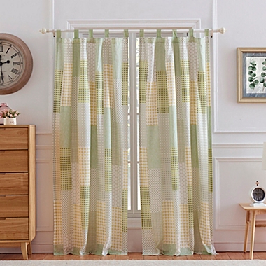 Greenland Home Fashions Barefoot Bungalow Juniper Geometric and Fashionable Window Panel and Tie Back With 3" Rod Pocket - 4-Piece - 42X84", Sage. View a larger version of this product image.