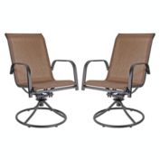 Garden Elements Sienna Swivel Rocker Metal Patio Chair, Brown Espresso Finish (Pack of 2)