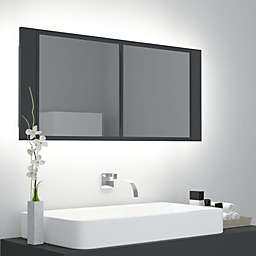 vidaXL LED Bathroom Mirror Cabinet Gray 39.4