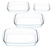 Lexi Home Glass Rectangular Baking Dish Set - Set of 4 Large Oven Safe Glass Casserole Set (9", 11", 13" & 15" Inches)
