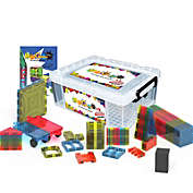 Mag Genius - Buildem&#39; your way ! 120 Mathematically Shaped Tiles - STEM Authenticated Magnetic Building Playset - Starter kit