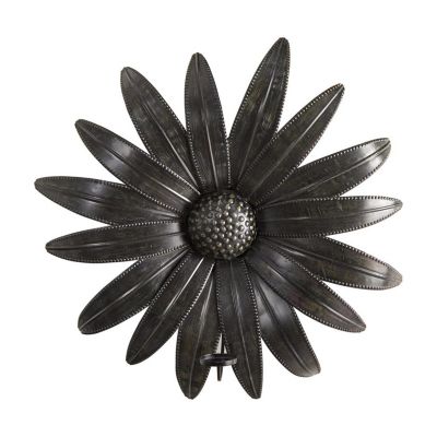 Nearly Natural 30" x 30" Brushed Metal Daisy Flower Sconce Candle Holder Wall Art Decor