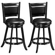 Costway-CA 2 Pieces 24 Inches Swivel Counter Stool Dining Chair Upholstered Seat-Black