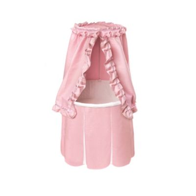 Badger Basket Co. Empress Round Baby Bassinet - Pink Bedding with White Pleats