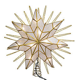 Natural Capiz 7 Point Star Lit Christmas Tree Topper Decoration 14 Inch UL3065