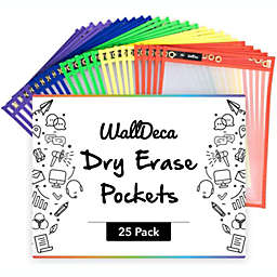 WallDeca Dry Erase Pocket Sleeves Assorted Colors (25-Pack), 8.5