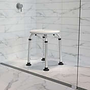Emma + Oliver Tool-Free 300 Lb. Capacity, Adjustable White Bath & Shower Stool