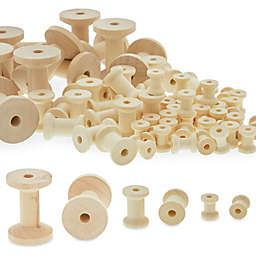 Okuna Outpost Unfinished Wooden Empty Thread Spools for Crafts and Sewing (3 Sizes, 140 Pieces)
