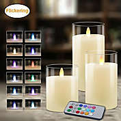 Kitcheniva Flickering Flameless Glass Candles 3-Piece Multicolor