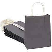 Sparkle and Bash Medium Gift Bags with Handles, Dark Grey (8 x 10 x 4 Inches, 25 Pack)