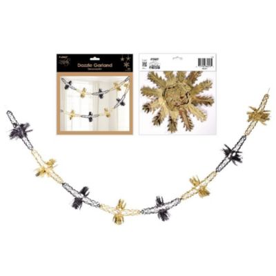 Gold and Black Christmas Dazzle Garland 9 Feet Long