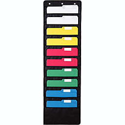 WallDeca Hanging File Organizer, 10 Pockets   Black, Letter-Sized, Storage Pocket Chart for Office, Home and Classroom