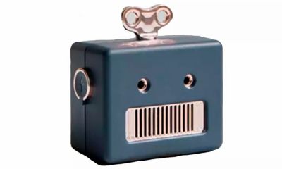 Link Mini Retro Cartoon Robot Portable Outdoor Wireless Bluetooth Speaker Super Bass With Microphone - Navy