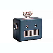 Link Mini Retro Cartoon Robot Portable Outdoor Wireless Bluetooth Speaker Super Bass With Microphone - Navy