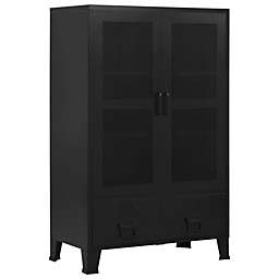 vidaXL Office Cabinet with Mesh Doors Industrial Black 29.5