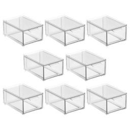 mDesign Plastic Stackable Bathroom Vanity Storage Organizer with Drawer