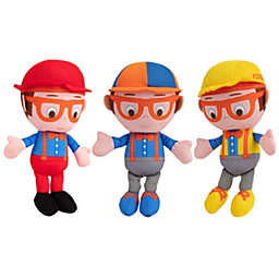 Blippi Stuffed 7" Plushes - 3 pc Character Set - Fireman, Construction Worker & Original Plush Figure Toys - Ages 2+