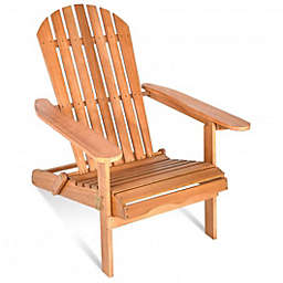 Costway Eucalyptus Chair Foldable Outdoor Wood Lounger Chair