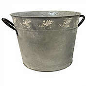Gardener&#39;s Select GSAVB5126LZJL Bucket Metal Planter, Leaf White Washed, 11.8